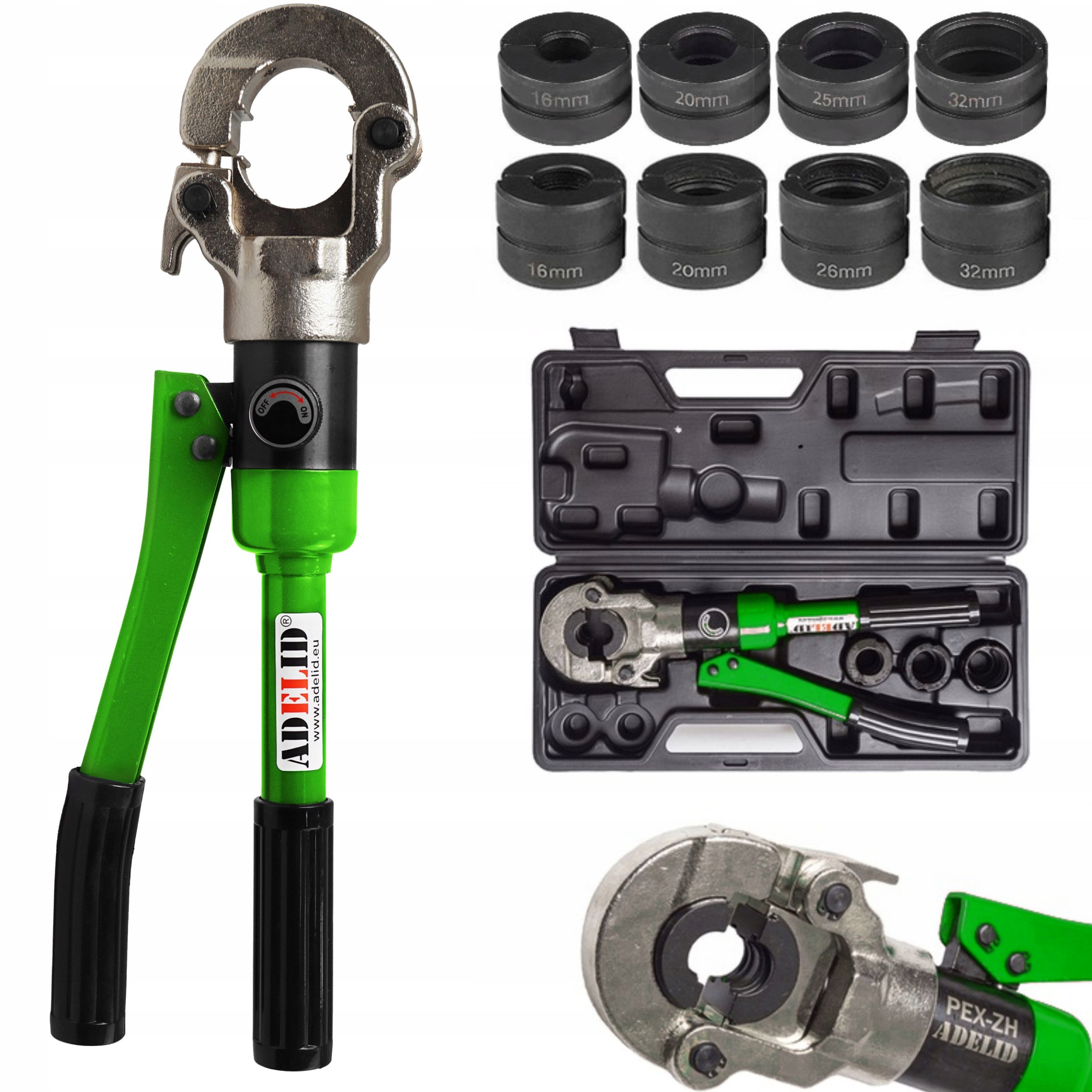 HYDRAULICKÝ LISOVACÍ STROJ PRE PEX POTRUBIE (TH+U) + KAMENE PRE LISOVAČKY PEX POTRUBIE U 16 32